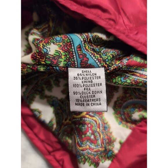 Talbots Red Button Up Duck Down Puffer Vest Women's Size M Pockets - Picture 4 of 6
